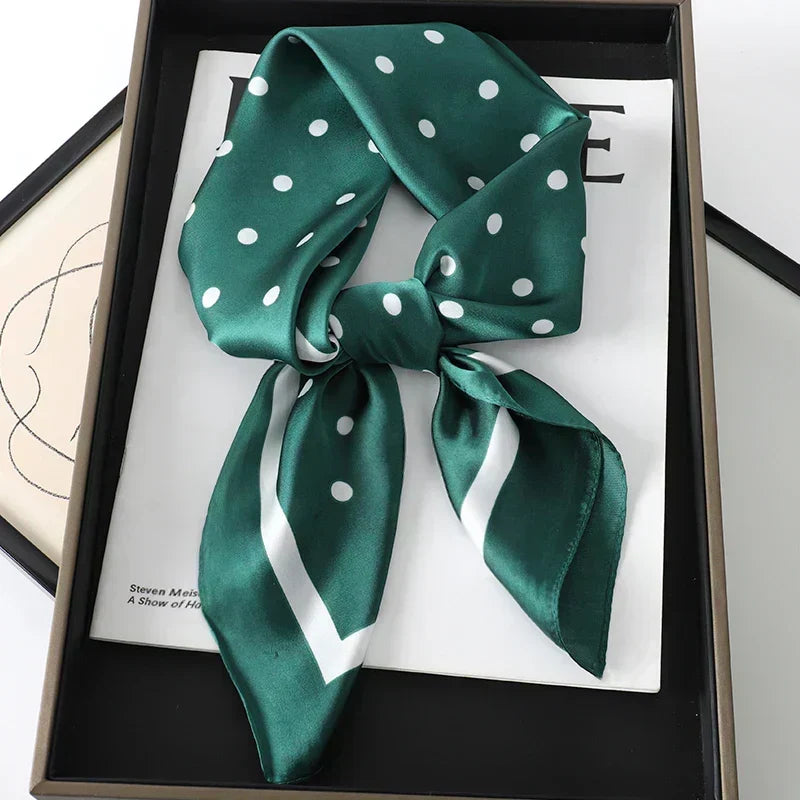 Silk checkered scarf with charm