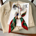 Silk checkered scarf with charm