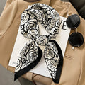 Silk checkered scarf with charm