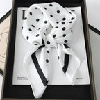 Silk checkered scarf with charm