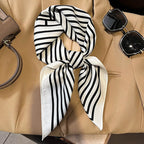 Silk checkered scarf with charm
