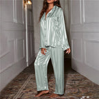 Silk Pyjama Set for Women, NovaSilk Long-Sleeve Sleepwear Top & Trousers