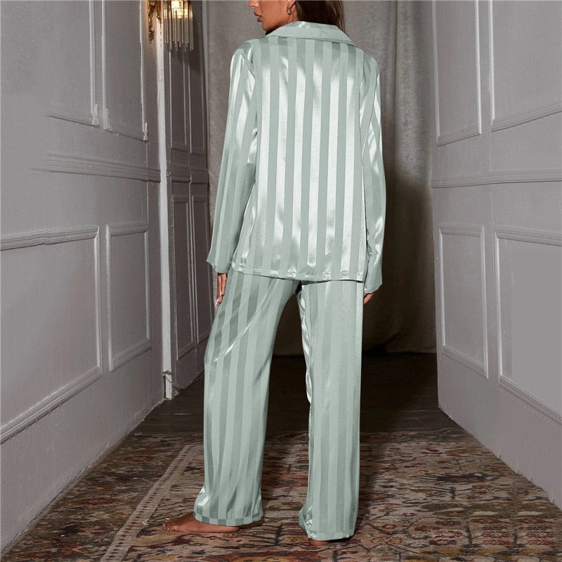 Silk Pyjama Set for Women, NovaSilk Long-Sleeve Sleepwear Top & Trousers