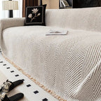 Sofa Cover Herringbone Stripe Non-Slip Microfibre Couch Protector