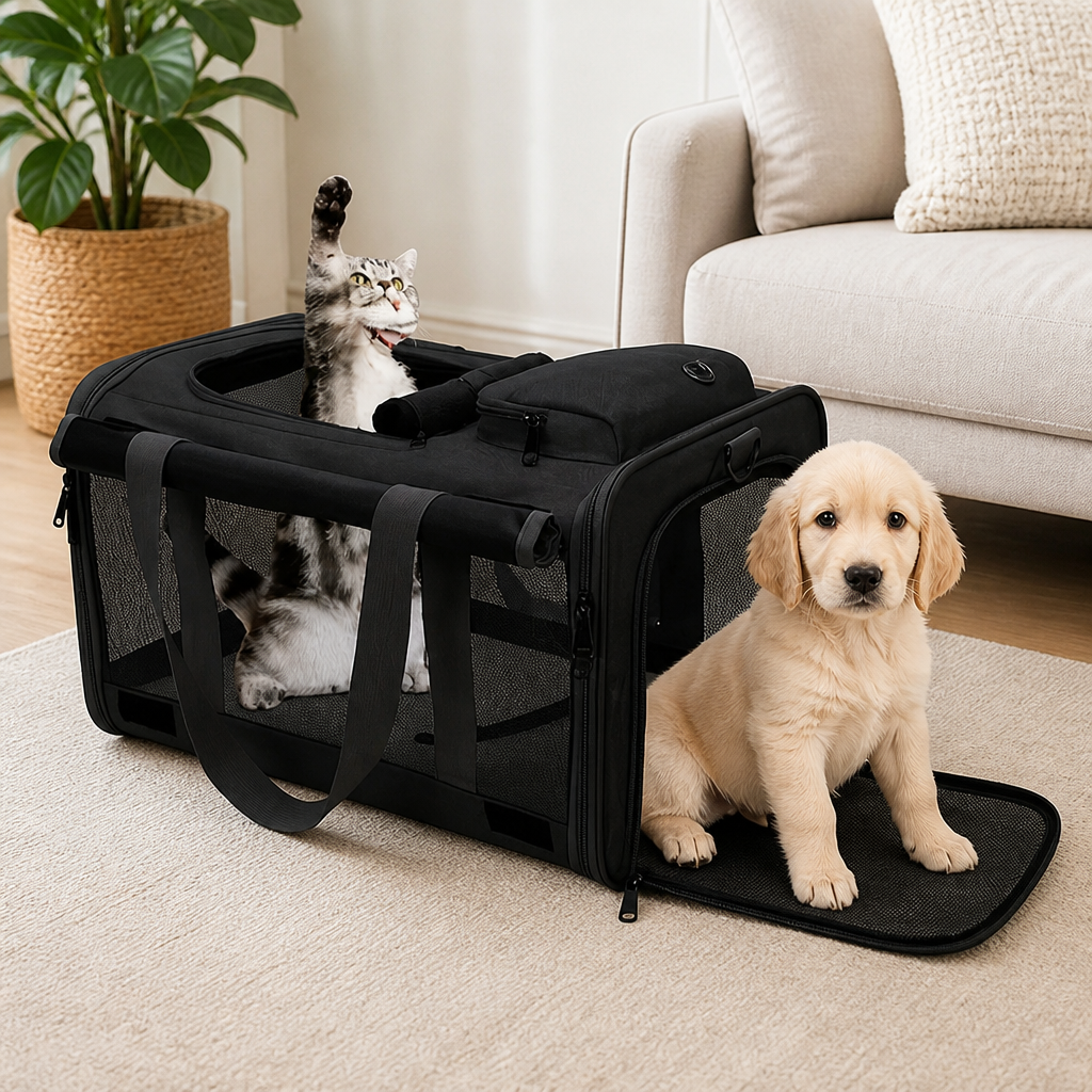 Soft-sided spacious travel carrier