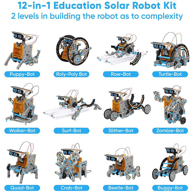 Solar Robot STEM Kit for Kids – 12-in-1 & 13-in-1 DIY Building Toy