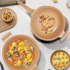 Speckled Non-Stick Wok Pan, Steamer Basket and Glass Lid