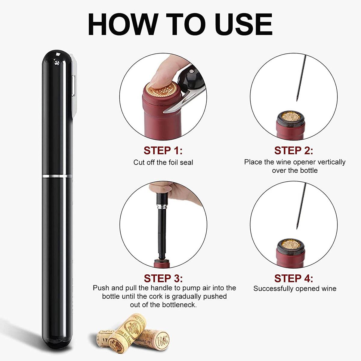 Stainless Steel Air Pump Wine Bottle Opener Bottle Pin Opener