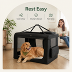 Steel Frame Foldable Travel Dog Crate (Removable Mat)