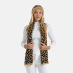 Styled By Women's Leopard Print Scarf & Hat Set – 2-Piece Winter Accessories