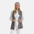 Styled By Women's Leopard Print Scarf & Hat Set – 2-Piece Winter Accessories