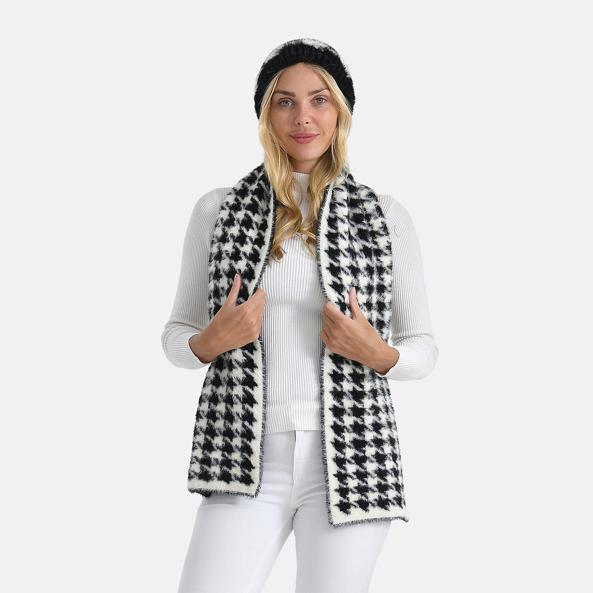 Styled By Women's Leopard Print Scarf & Hat Set – 2-Piece Winter Accessories