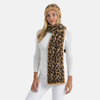Styled By Women's Leopard Print Scarf & Hat Set – 2-Piece Winter Accessories