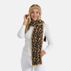 Styled By Women's Leopard Print Scarf & Hat Set – 2-Piece Winter Accessories