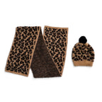Styled By Women's Leopard Print Scarf & Hat Set – 2-Piece Winter Accessories