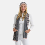 Styled By Women's Leopard Print Scarf & Hat Set – 2-Piece Winter Accessories