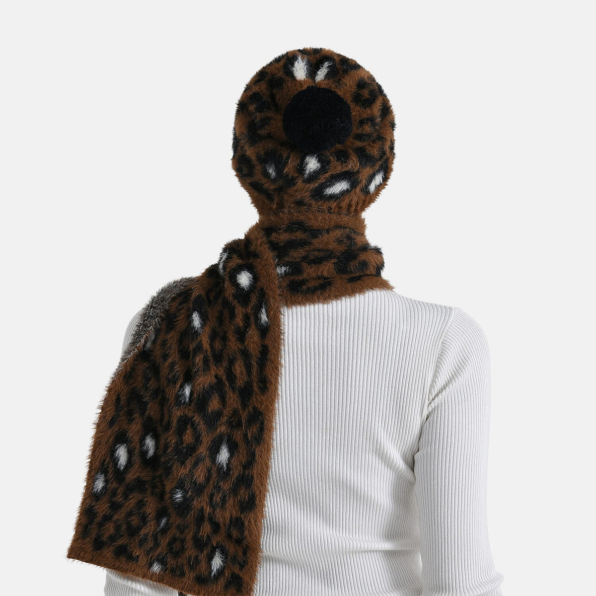 Styled By Women's Leopard Print Scarf & Hat Set – 2-Piece Winter Accessories