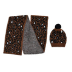 Styled By Women's Leopard Print Scarf & Hat Set – 2-Piece Winter Accessories