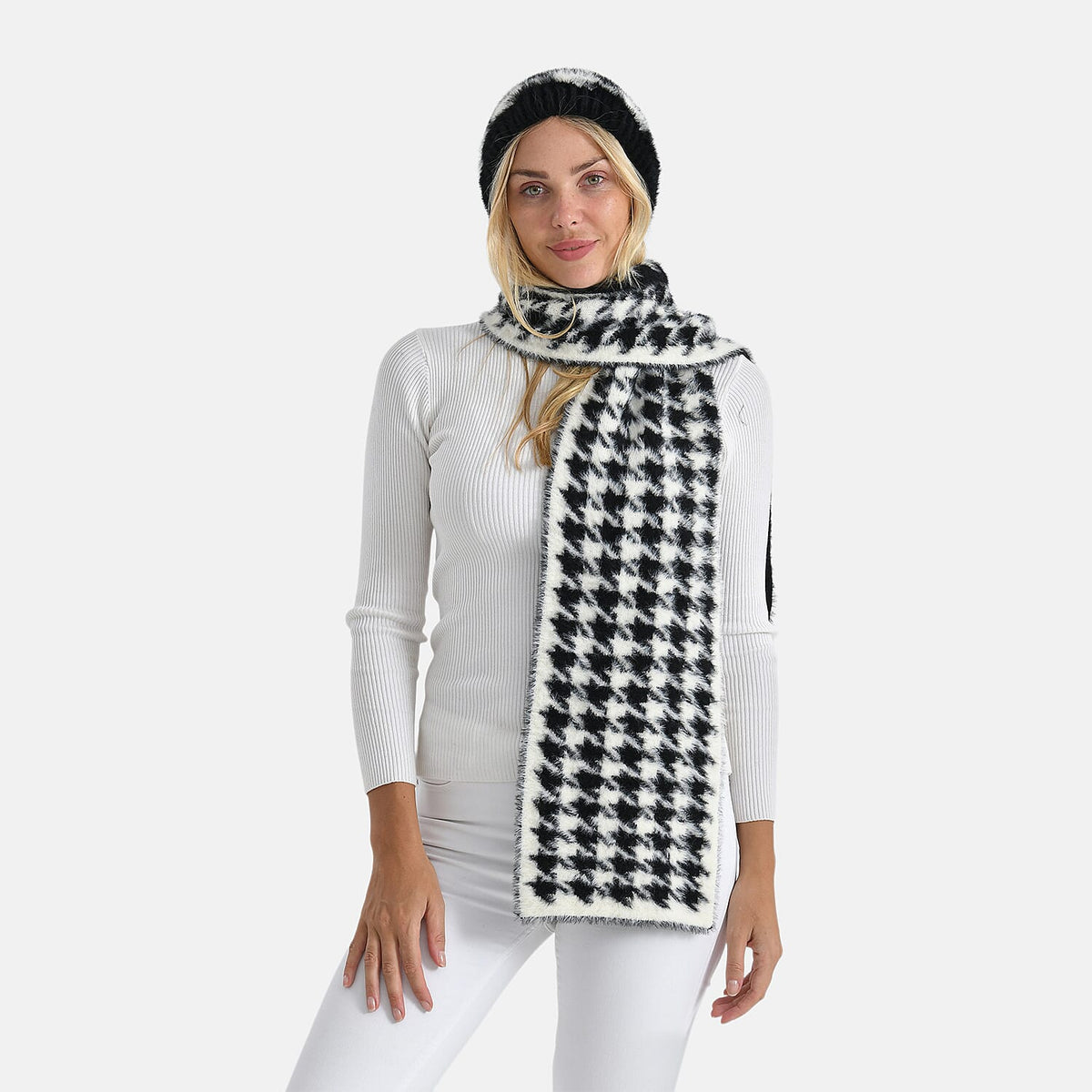 Styled By Women's Leopard Print Scarf & Hat Set – 2-Piece Winter Accessories
