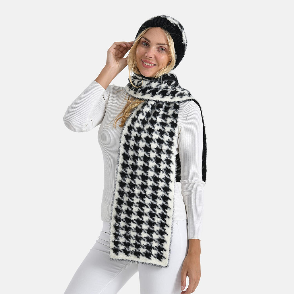 Styled By Women's Leopard Print Scarf & Hat Set – 2-Piece Winter Accessories