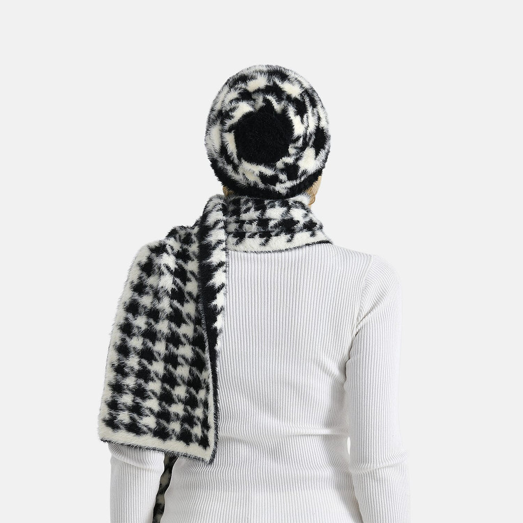 Styled By Women's Leopard Print Scarf & Hat Set – 2-Piece Winter Accessories