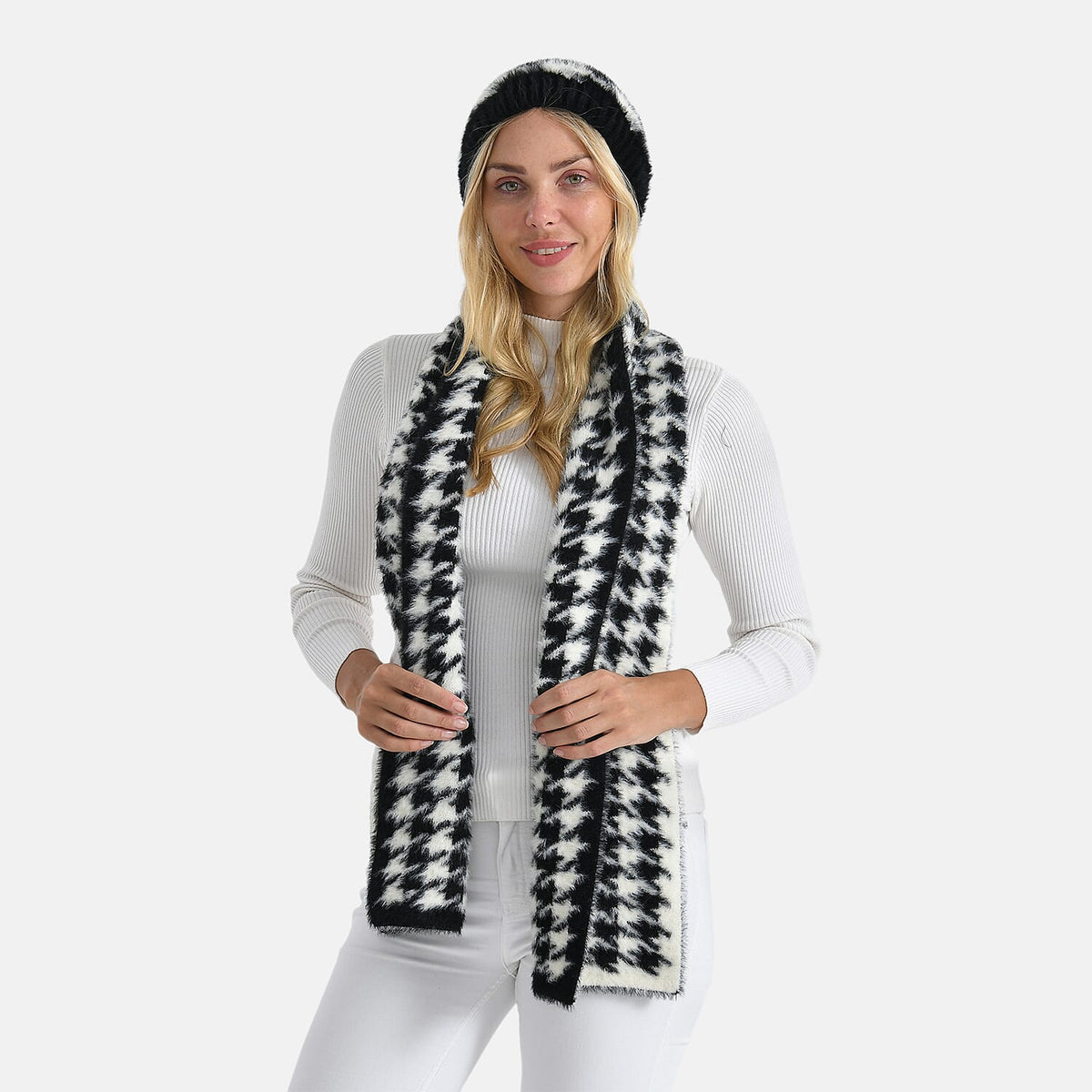 Styled By Women's Leopard Print Scarf & Hat Set – 2-Piece Winter Accessories