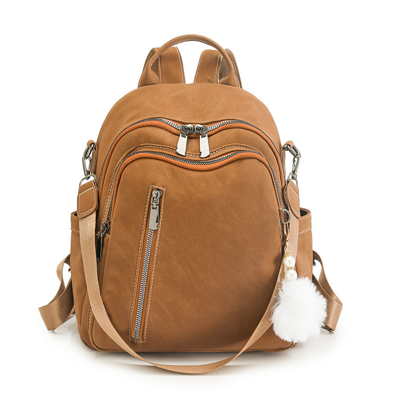 Stylish Multi-Pocket Faux Leather Backpack