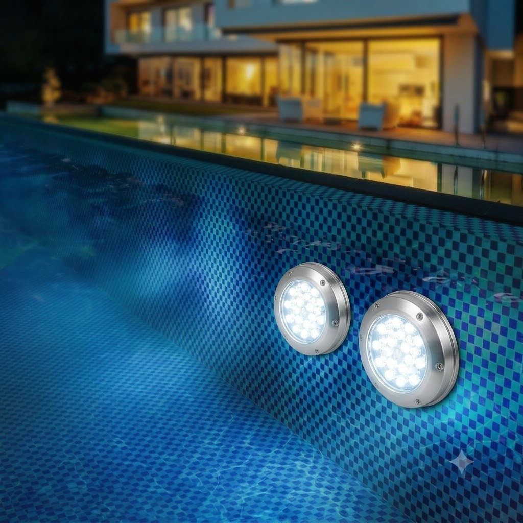 Submersible LED Light with 16-Colour Remote and Suction Cup Mounting for Pools