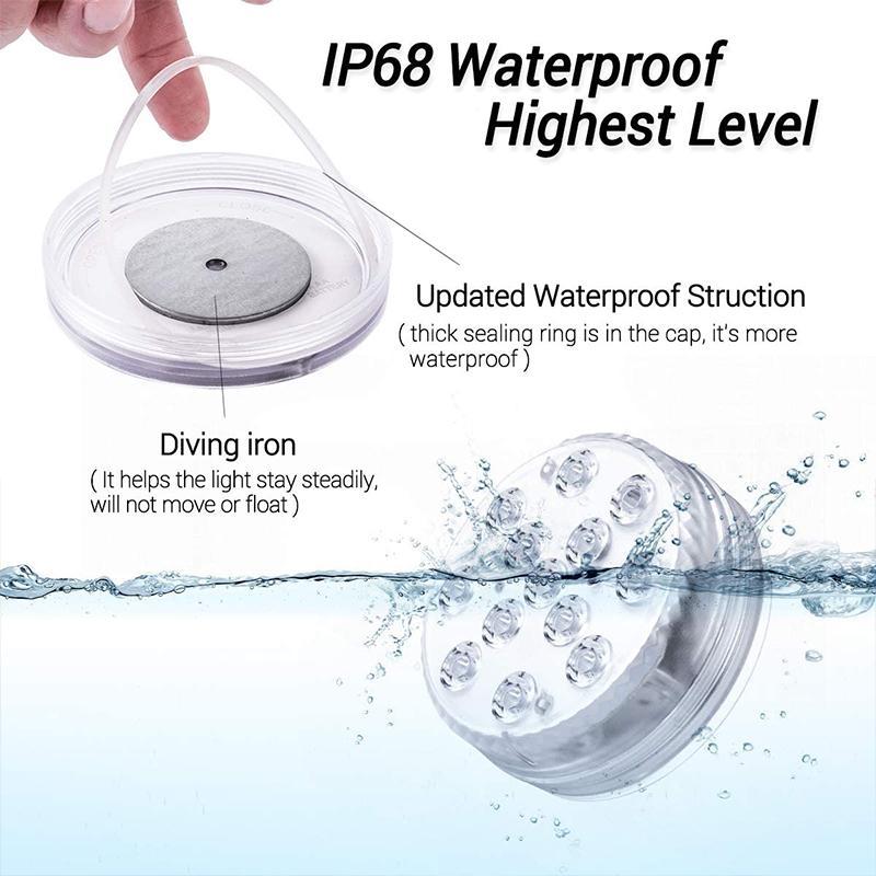 Submersible LED Light with 16-Colour Remote and Suction Cup Mounting for Pools