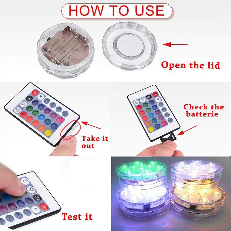 Submersible LED Light with 16-Colour Remote and Suction Cup Mounting for Pools