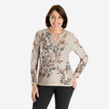 Sugar Crisp Floral Printed Long Sleeve V-Neck Blouse