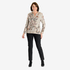 Sugar Crisp Floral Printed Long Sleeve V-Neck Blouse