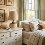 Table Lamp with Wooden Base, Linen Shade and Cement-Look Cylinder | Modern Design