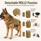 Tactical Dog Backpack Harness for Hiking & Daily Walks – Detachable Pouches for Gear & Better Control