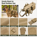 Tactical Dog Backpack Harness for Hiking & Daily Walks – Detachable Pouches for Gear & Better Control