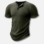 Textured Ribbed Henley T-Shirt