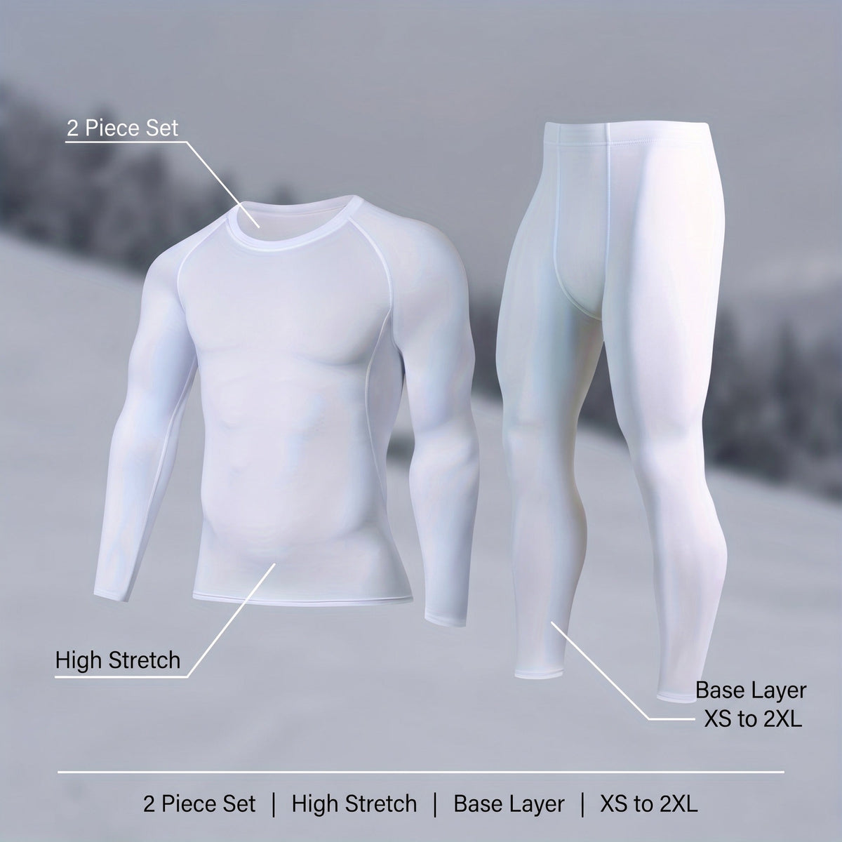 Thermal Base Layer Set 2 Piece Stretch Top Leggings Unisex Underwear