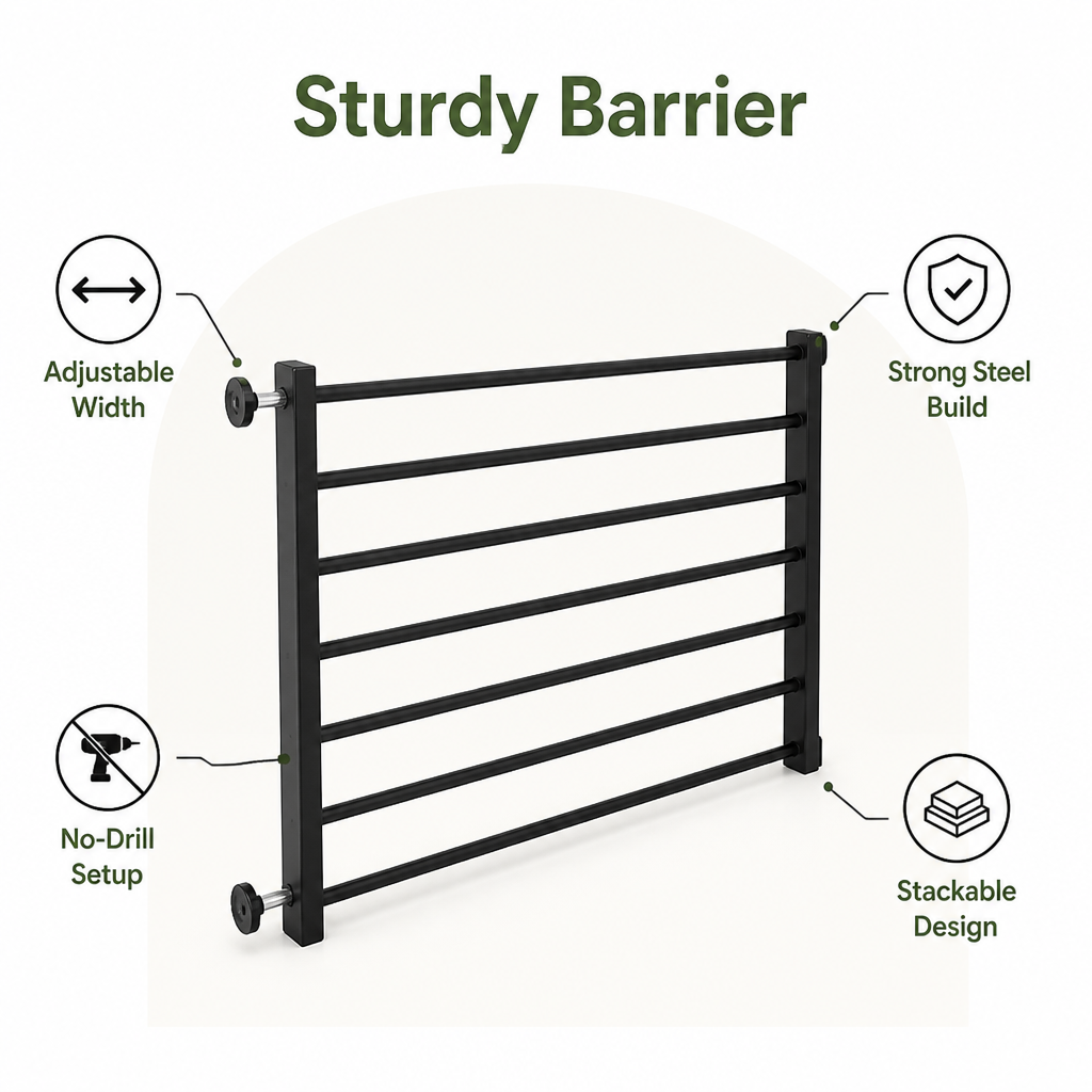 Titanium Steel Retractable No-Drill Indoor Dog Gate