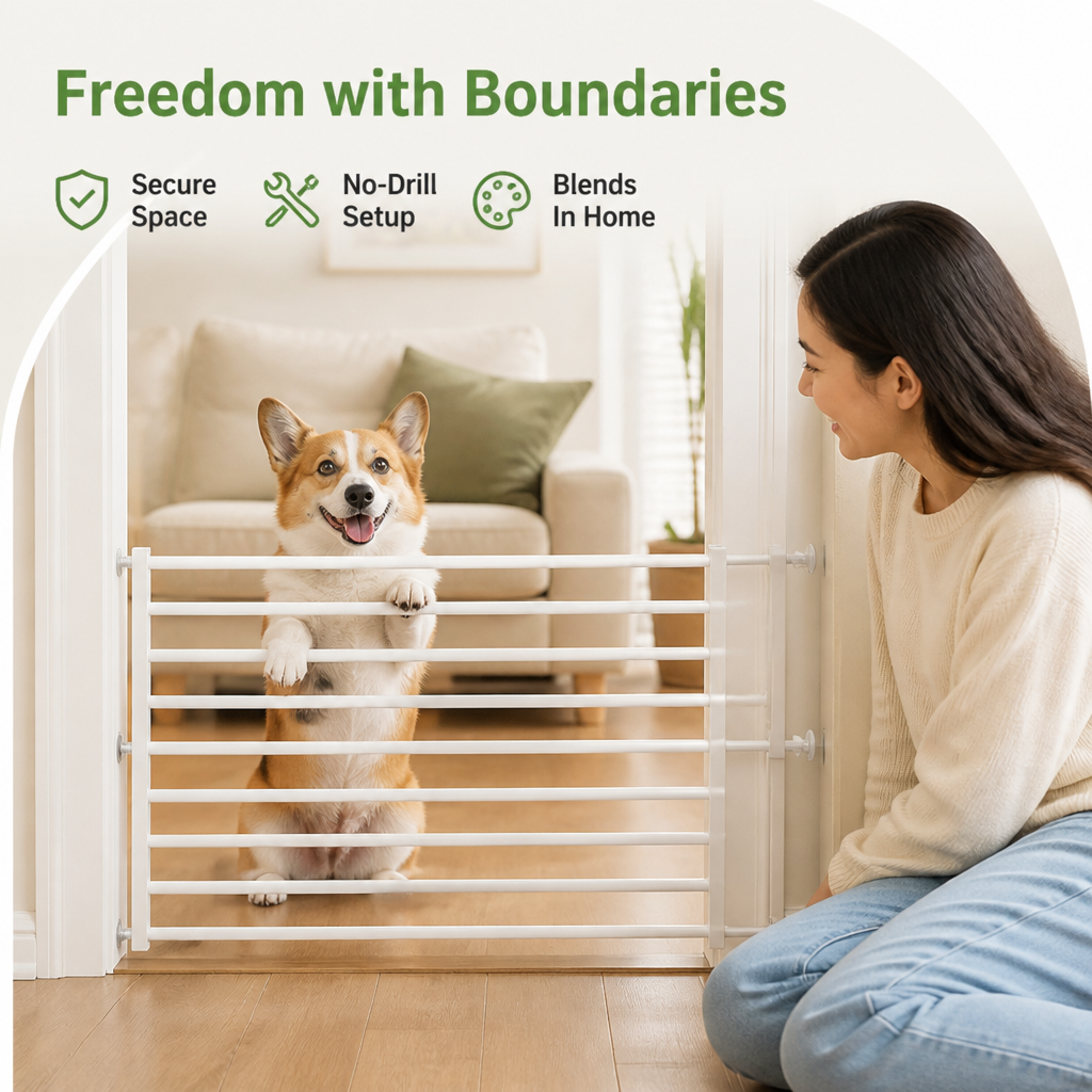 Titanium Steel Retractable No-Drill Indoor Dog Gate