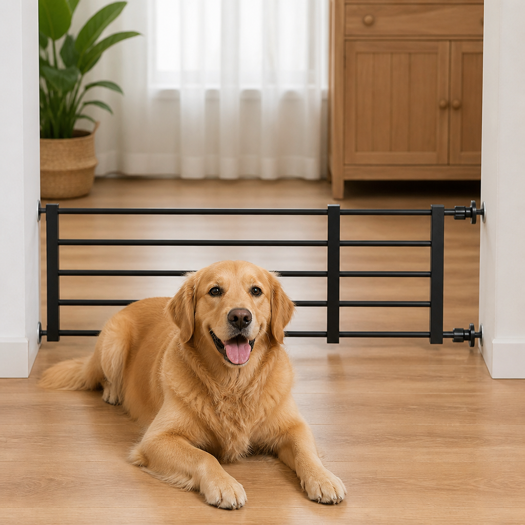 Titanium Steel Retractable No-Drill Indoor Dog Gate