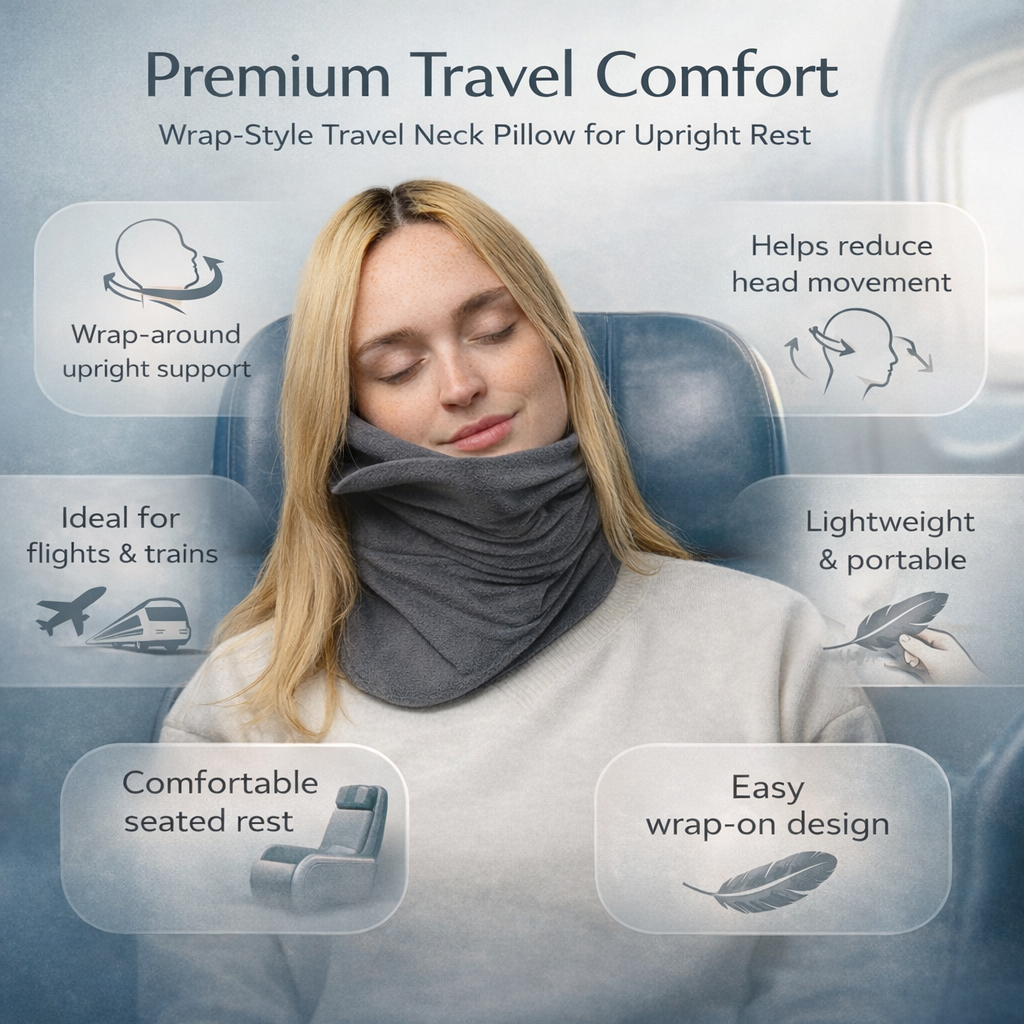 Travel Neck Pillow Wrap Support Cushion Aeroplane Car