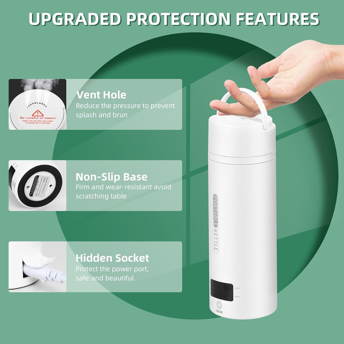 TravelMate Portable Electric Kettle with Smart Temperature Control – Compact Travel Water Boiler with LCD Touch