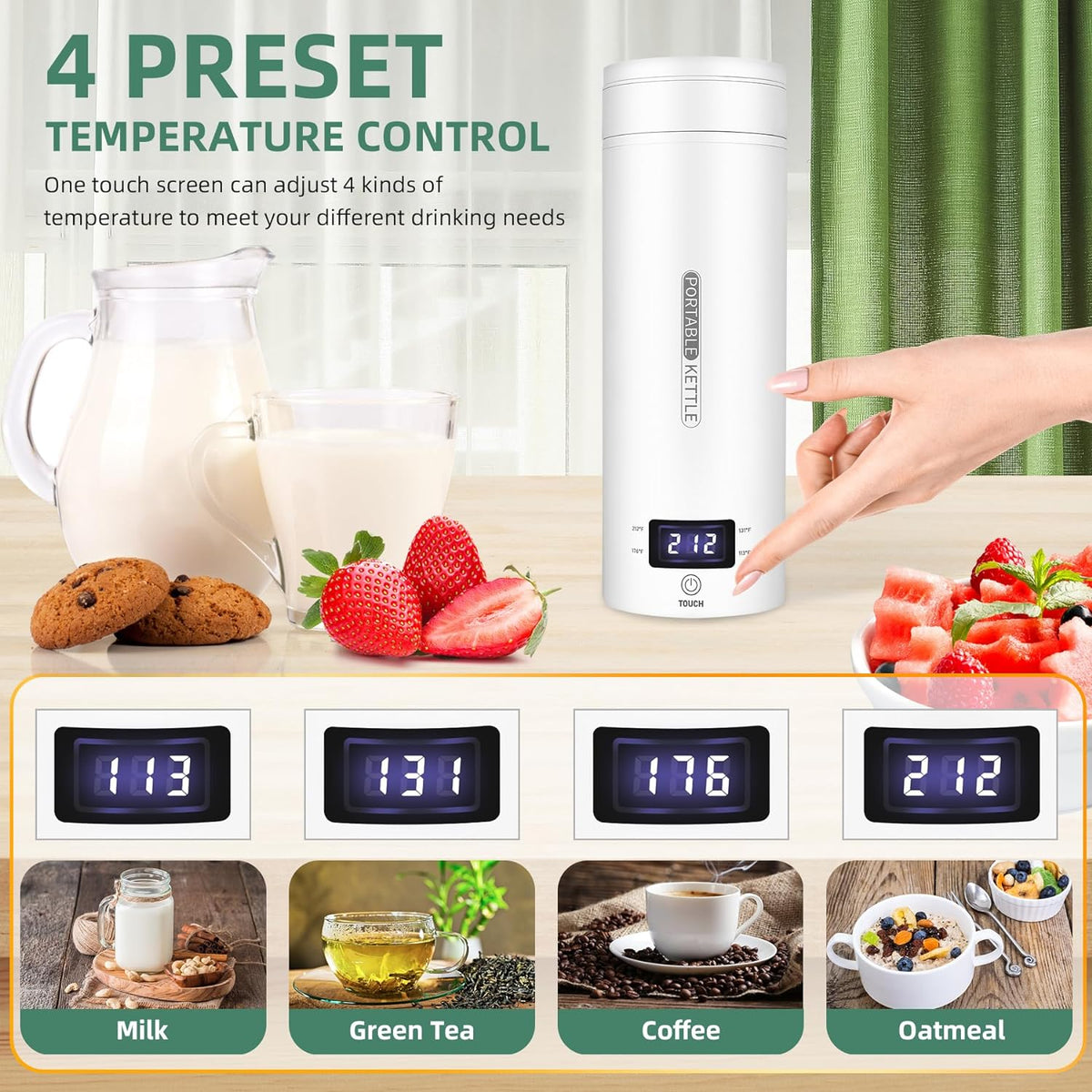 TravelMate Portable Electric Kettle with Smart Temperature Control – Compact Travel Water Boiler with LCD Touch