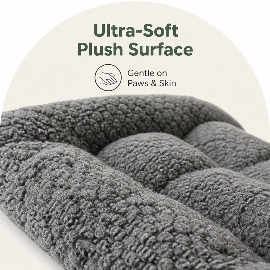Ultra-soft plush bolster dog crate pad
