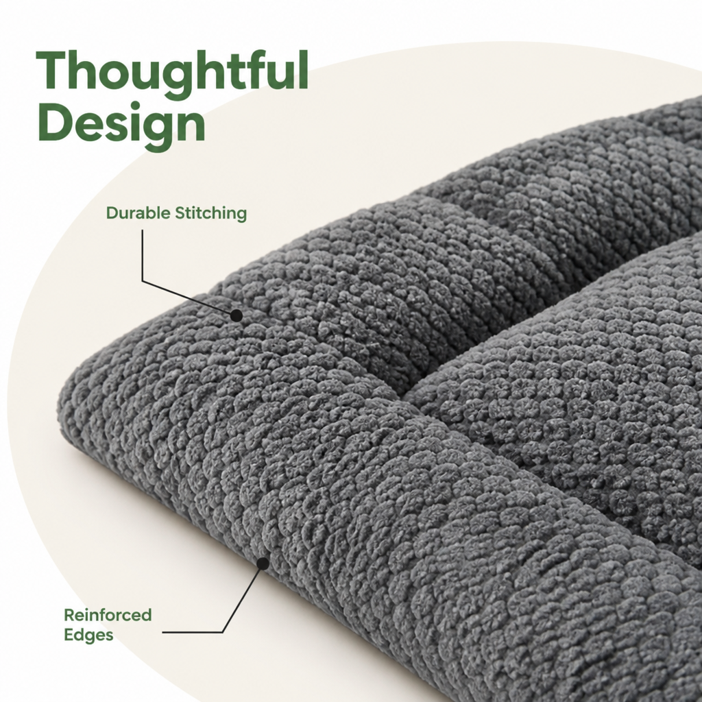 Ultra-soft plush bolster dog crate pad