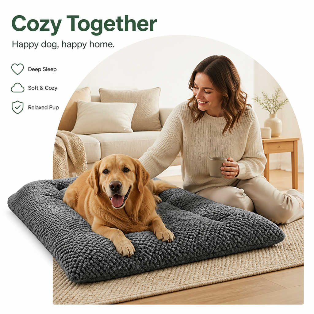 Ultra-soft plush bolster dog crate pad