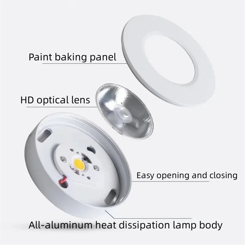 Ultra-thin LED surface downlight aluminium anti-glare for kitchen, bath, living areas 90–260V