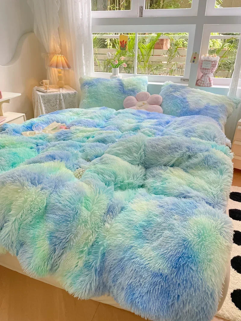 Unisex Candy-Coloured Soft Plush Duvet Cover for Cosy Beds