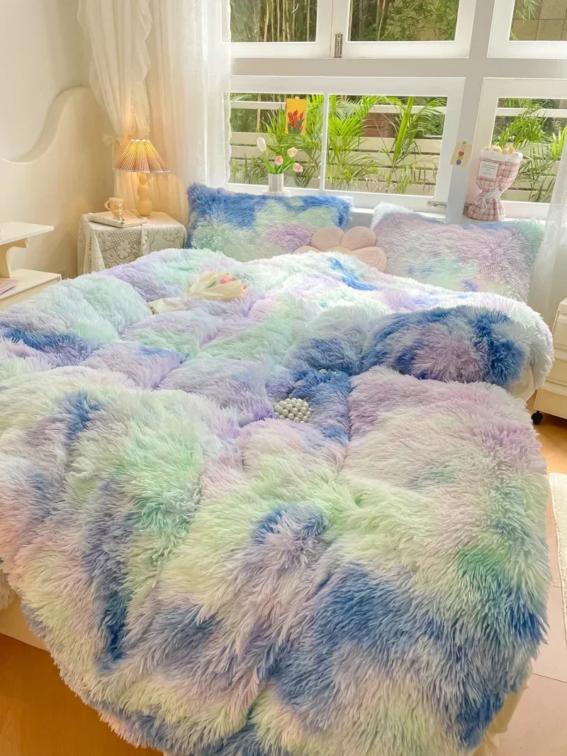 Unisex Candy-Coloured Soft Plush Duvet Cover for Cosy Beds