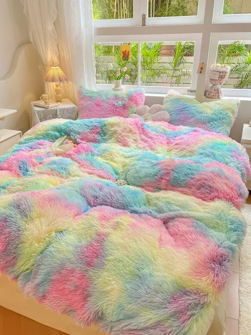 Unisex Candy-Coloured Soft Plush Duvet Cover for Cosy Beds
